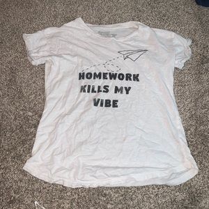 Youth White T Shirt "Homework Kills My Vibe"